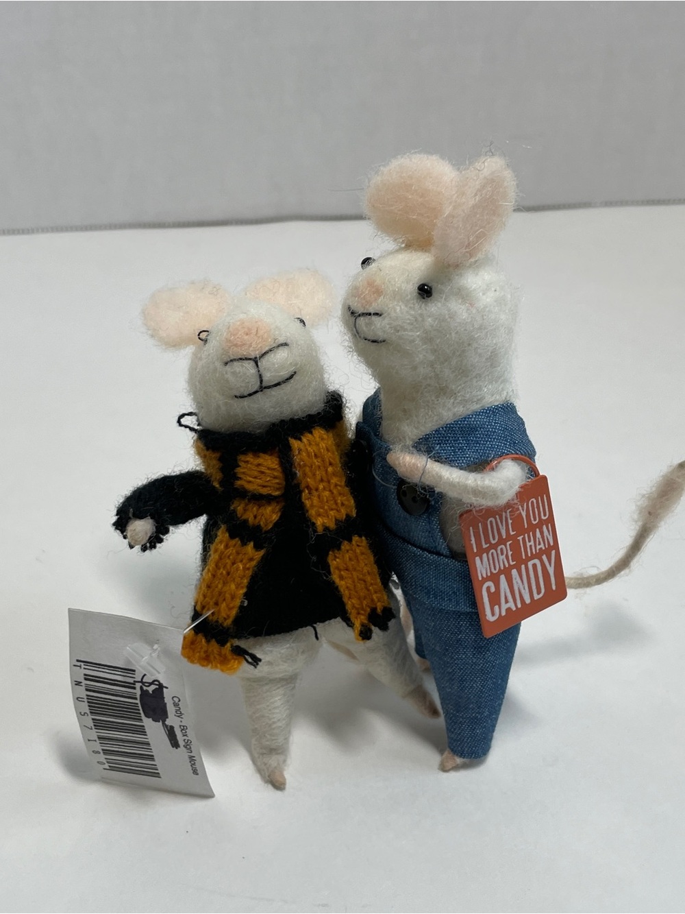 Primitives By Kathy Felt Mice Ornament I Love You More Than Candy Critter Couple